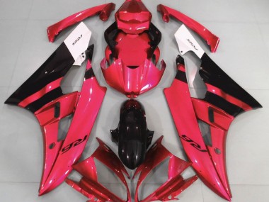 06-07 Rouge Brillant & Noir R6 Carénage Moto