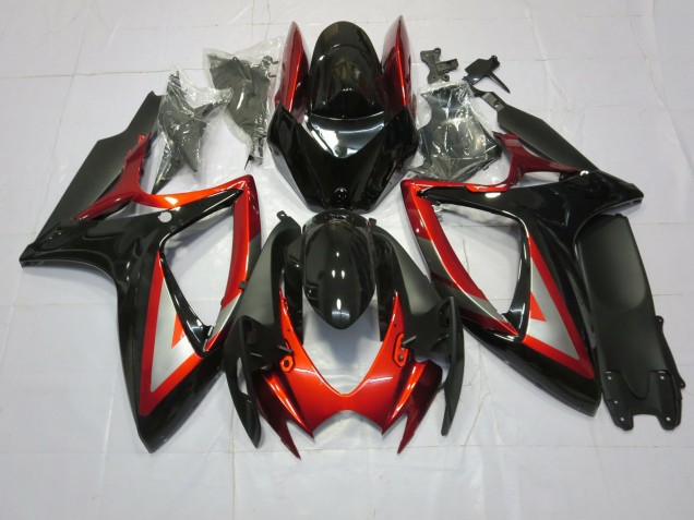 06-07 Rouge Foncé Noir GSXR 600-750 Carénage Moto 06-07 Rouge Foncé Noir GSXR 600-750 Carénage Moto