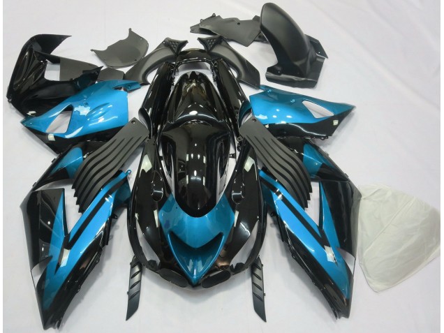 06-11 Bleu Clair & Noir Uni ZX14R Carénage Moto 06-11 Bleu Clair & Noir Uni ZX14R Carénage Moto