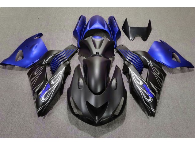 06-11 Noir Mat & Bleu ZX14R Carénage Moto 06-11 Noir Mat & Bleu ZX14R Carénage Moto