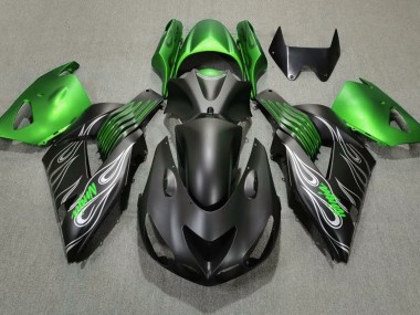 06-11 Noir Mat & Vert ZX14R Carénage Moto