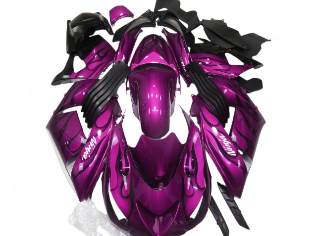 06-11 Rose Brillant & Flamme ZX14R Carénage Moto 06-11 Rose Brillant & Flamme ZX14R Carénage Moto