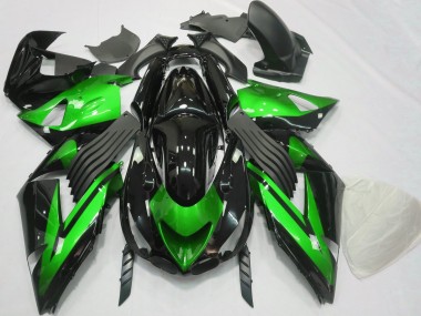 06-11 Vert Brillant & Noir Uni ZX14R Carénage Moto