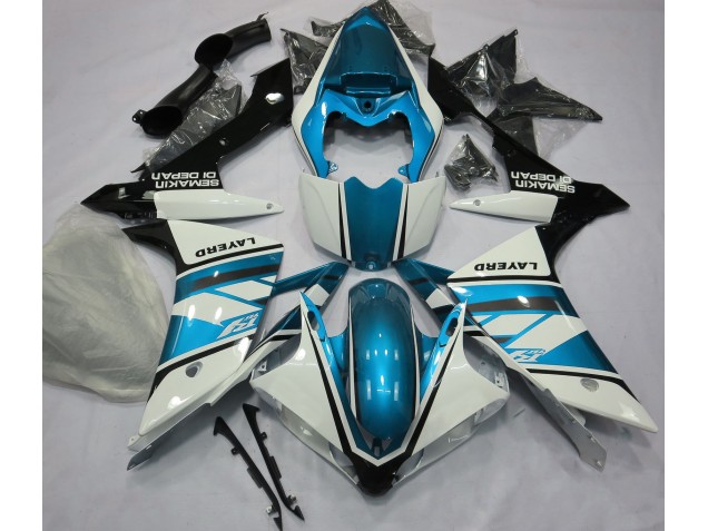 07-08 Blanc Brillant & Bleu Clair R1 Carénage Moto 07-08 Blanc Brillant & Bleu Clair R1 Carénage Moto