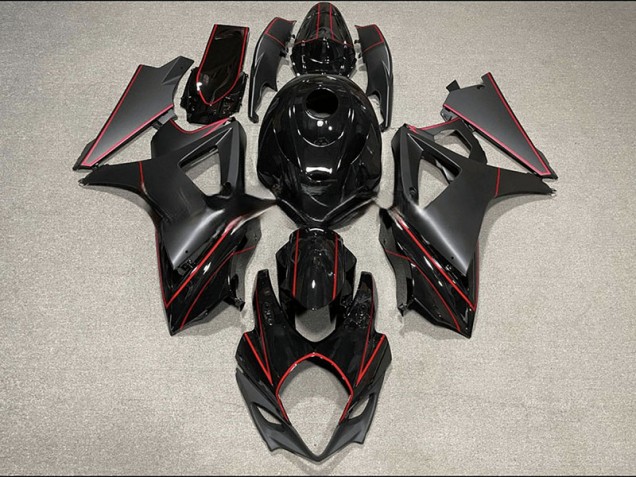 07-08 Garniture Noire & Rouge Mate & Brillante GSXR 1000 Carénage Moto 07-08 Garniture Noire & Rouge Mate & Brillante GSXR 1000 Carénage Moto
