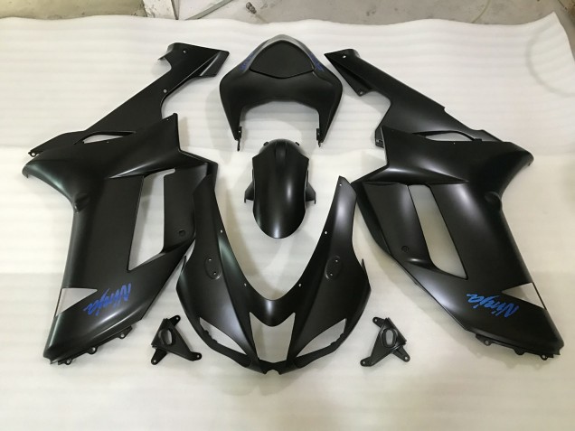 07-08 Logo Noir Mat & Bleu ZX6R Carénage Moto 07-08 Logo Noir Mat & Bleu ZX6R Carénage Moto