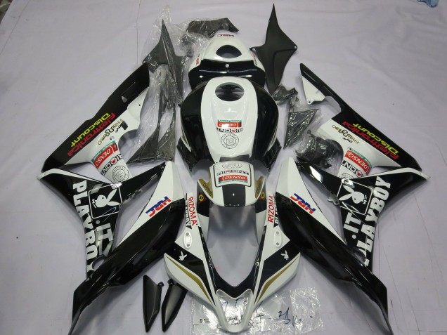 07-08 Noir & Blanc Playboy CBR600RR Carénage Moto 07-08 Noir & Blanc Playboy CBR600RR Carénage Moto