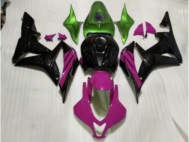 07-08 Noir Brillant & Accents Roses & Verts CBR600RR Carénage Moto
