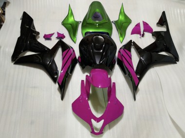 07-08 Noir Brillant & Accents Roses & Verts CBR600RR Carénage Moto