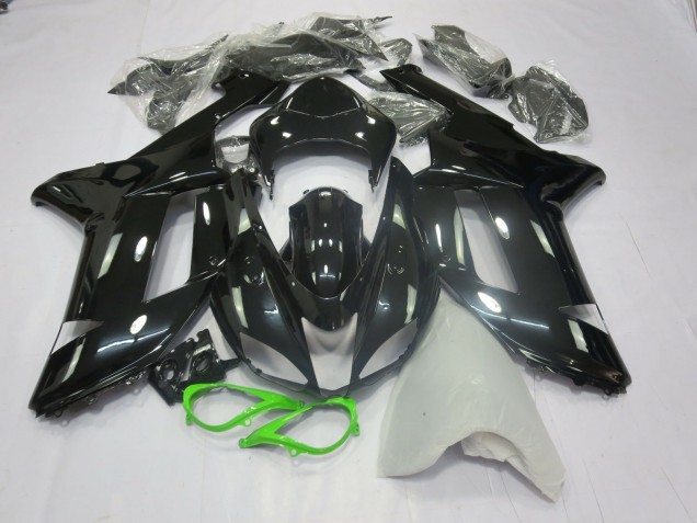 07-08 Noir Brillant Vert ZX6R Carénage Moto 07-08 Noir Brillant Vert ZX6R Carénage Moto