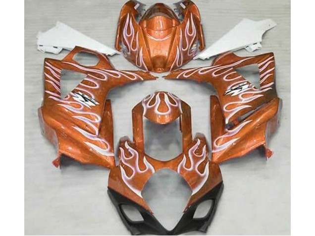 07-08 Orange Brillant & Blanc Flamme GSXR 1000 Carénage Moto 07-08 Orange Brillant & Blanc Flamme GSXR 1000 Carénage Moto