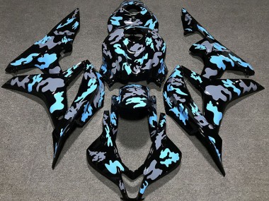 07-08 Personnalisé Camo Bleu CBR600RR Carénage Moto