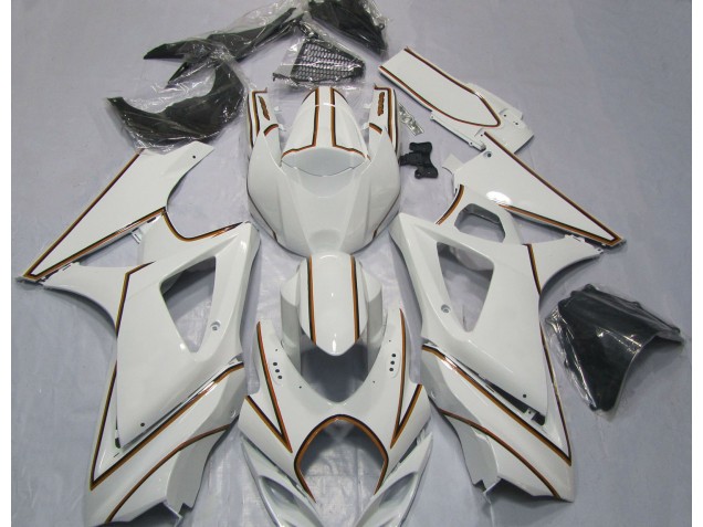 07-08 Rayure Épingle Orange Blanc Brillant GSXR 1000 Carénage Moto