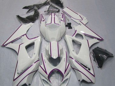 07-08 Rayure Épingle Rose Blanc Brillant GSXR 1000 Carénage Moto