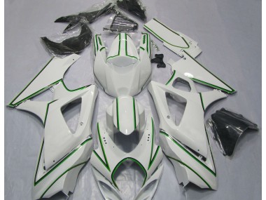 07-08 Rayure Épingle Verte Blanc Brillant GSXR 1000 Carénage Moto