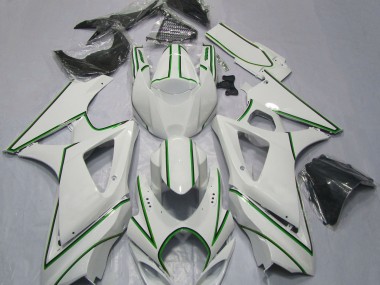07-08 Rayure Épingle Verte Blanc Brillant GSXR 1000 Carénage Moto