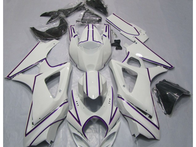 07-08 Rayure Épingle Violet Blanc Brillant GSXR 1000 Carénage Moto 07-08 Rayure Épingle Violet Blanc Brillant GSXR 1000 Carénage Moto