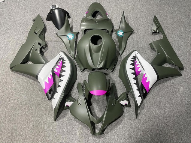 07-08 Requin Vert Mat & Rose CBR600RR Carénage Moto 07-08 Requin Vert Mat & Rose CBR600RR Carénage Moto
