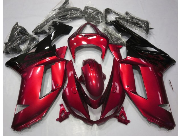07-08 Rouge Brillant & Noir ZX6R Carénage Moto 07-08 Rouge Brillant & Noir ZX6R Carénage Moto