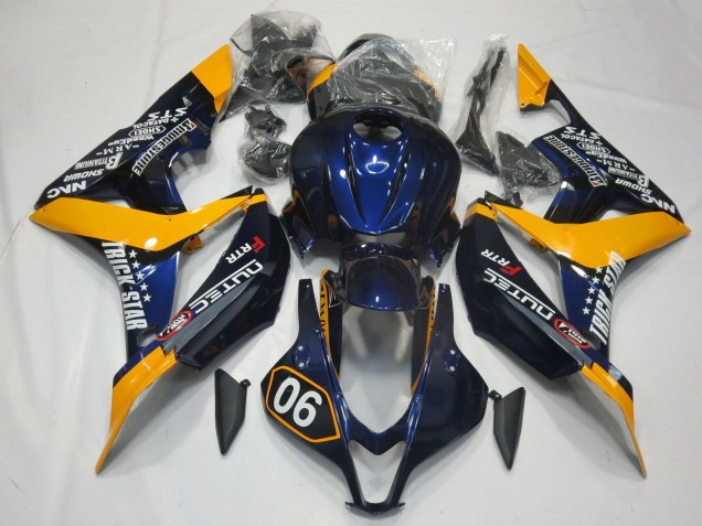07-08 Spécial Bleu Profond & Jaune CBR600RR Carénage Moto 07-08 Spécial Bleu Profond & Jaune CBR600RR Carénage Moto