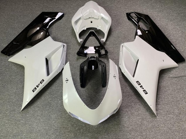 07-14 Blanc Nacré & Noir Ducati 848 1098 1198 Carénage Moto 07-14 Blanc Nacré & Noir Ducati 848 1098 1198 Carénage Moto