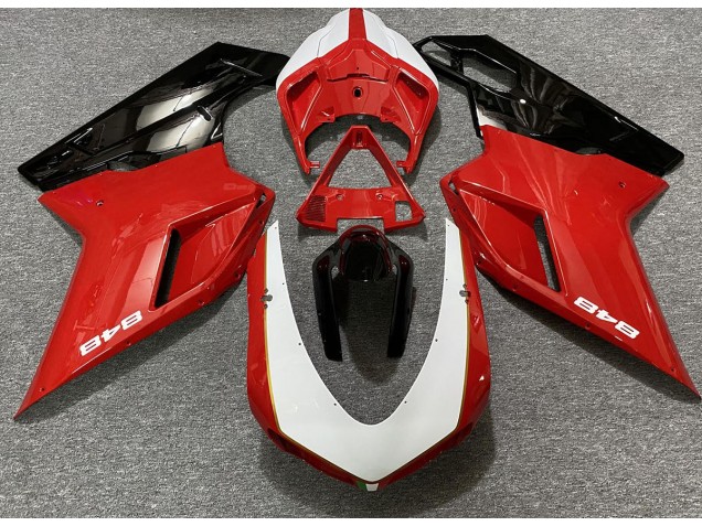 07-14 Rouge Brillant & Blanc (Autocollant 848) Ducati 848 1098 1198 Carénage Moto 07-14 Rouge Brillant & Blanc (Autocollant 848) Ducati 848 1098 1198 Carénage Moto