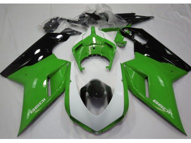07-14 Vert Brillant & Blanc Ducati 848 1098 1198 Carénage Moto