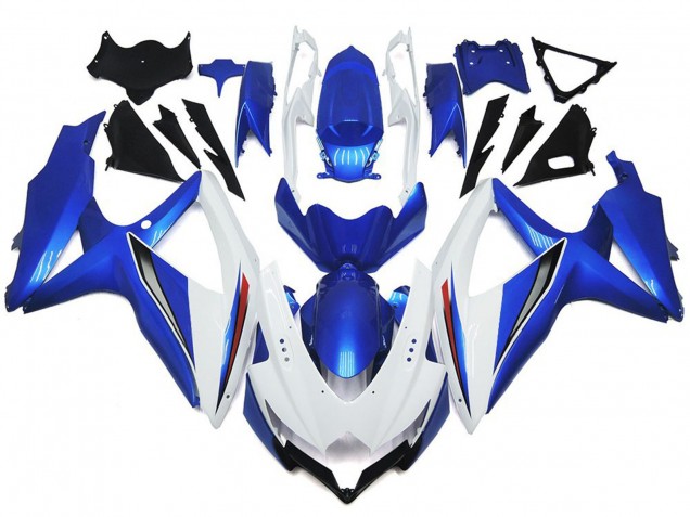 08-10 Blanc Brillant Brillant Avec Argent & Bleu GSXR 600-750 Carénage Moto 08-10 Blanc Brillant Brillant Avec Argent & Bleu GSXR 600-750 Carénage Moto