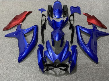 08-10 Bleu Foncé & Rouge GSXR 600-750 Carénage Moto