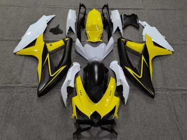 08-10 Jaune Brillant & Blanc GSXR 600-750 Carénage Moto