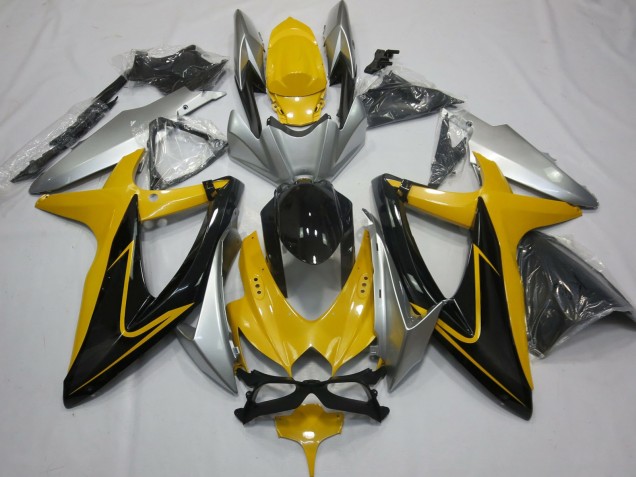 08-10 Jaune Noir & Argent GSXR 600-750 Carénage Moto 08-10 Jaune Noir & Argent GSXR 600-750 Carénage Moto