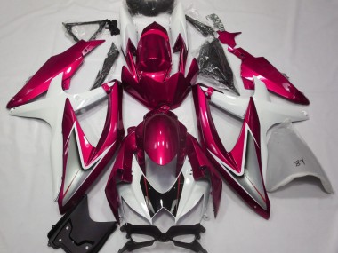 08-10 Rouge Brillant & Blanc GSXR 600-750 Carénage Moto