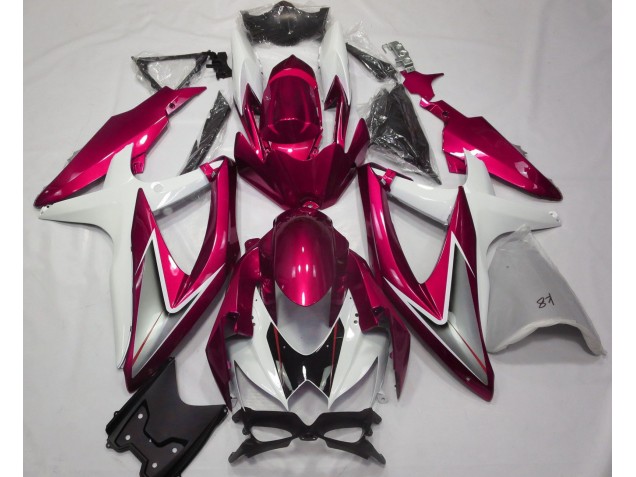 08-10 Rouge Brillant & Blanc GSXR 600-750 Carénage Moto 08-10 Rouge Brillant & Blanc GSXR 600-750 Carénage Moto