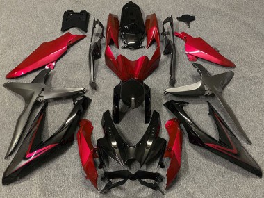 08-10 Rouge Brillant & Vert R GSXR 600-750 Carénage Moto