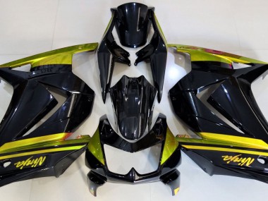 08-12 Noir Brillant & Jaune Ninja 250 Carénage Moto