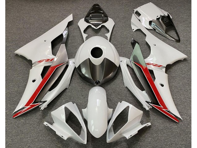 08-16 Blanc Brillant Argent & Rouge R6 Carénage Moto 08-16 Blanc Brillant Argent & Rouge R6 Carénage Moto