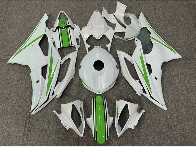 08-16 Blanc Brillant & Vert R6 Carénage Moto 08-16 Blanc Brillant & Vert R6 Carénage Moto
