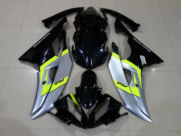 08-16 Noir Brillant & Argent R6 Carénage Moto