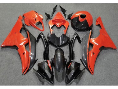 08-16 Orange Brillant & Fiber De Carbone R6 Carénage Moto