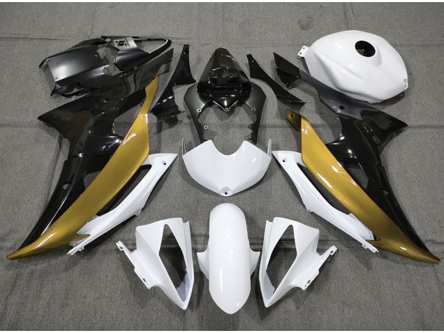 08-16 Personnalisé Or Noir & Blanc R6 Carénage Moto 08-16 Personnalisé Or Noir & Blanc R6 Carénage Moto