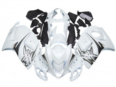 08-20 Blanc Brillant Avec Logos De Style Argenté GSXR 1300 Carénage Moto