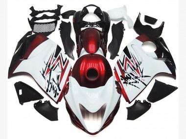 08-20 Blanc Brillant Avec Rouge Profond Personnalisé GSXR 1300 Carénage Moto