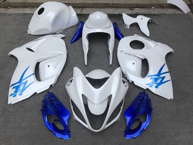 08-20 Blanc Brillant & Bleu GSXR 1300 Carénage Moto 08-20 Blanc Brillant & Bleu GSXR 1300 Carénage Moto
