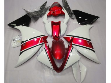 09-11 Blanc Brillant & Rouge Métallisé R1 Carénage Moto