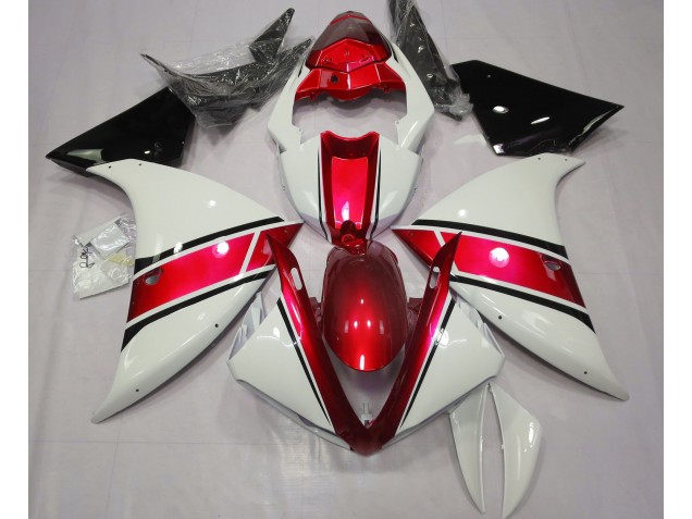 09-11 Blanc Brillant & Rouge Métallisé R1 Carénage Moto 09-11 Blanc Brillant & Rouge Métallisé R1 Carénage Moto