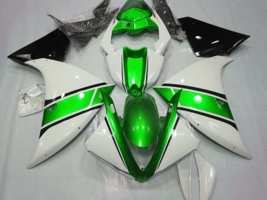 09-11 Blanc Brillant & Vert Métallisé R1 Carénage Moto