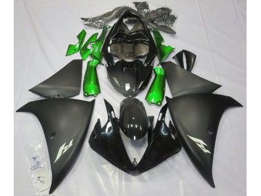 09-11 Noir Mat & Vert R1 Carénage Moto