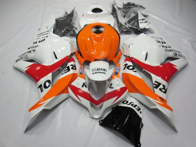 09-12 Blanc Rouge & Orange Repsol CBR600RR Carénage Moto 09-12 Blanc Rouge & Orange Repsol CBR600RR Carénage Moto