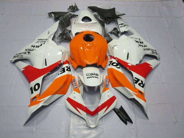 09-12 Orange Clair & Blanc Repsol CBR600RR Carénage Moto 09-12 Orange Clair & Blanc Repsol CBR600RR Carénage Moto