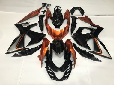 09-16 Noir Brillant & Orange Brillant GSXR 1000 Carénage Moto